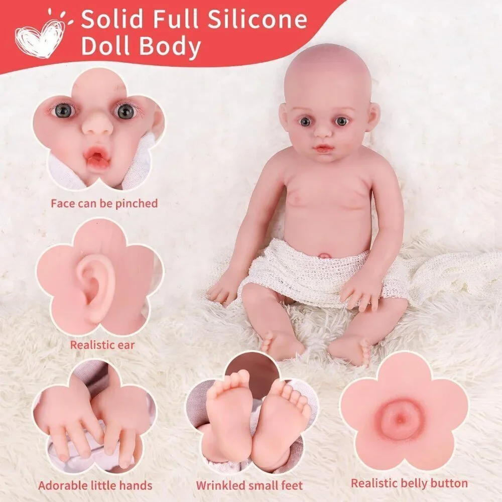 17.3 Inch Realistic Lifelike Newborn Brown Baby Girl Doll Open Eyes 6.4 Lb Doll